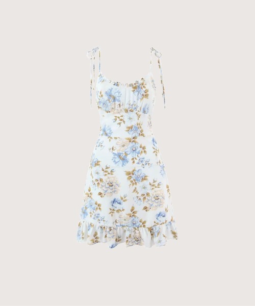 LA POMME petit(ラポミ・プチ)の「Romantic Floral Cami Dress(ワンピース・レディース・ホワイト/ネイビー・MEDIUM/SMALL/LARGE)」の1枚目の写真