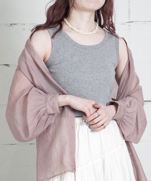 MILLER(ミラー)の「"02"≪Robert P. Miller≫パックT パネルリブ タンクトップ(タンクトップ・レディース・グレー/ブラック×グレー/オフホワイト/ブラック/ホワイト系1/ホワイト×ブラック/スモークピンク/チャコールグレー/ホワイト系2・FREE)」の8枚目の写真