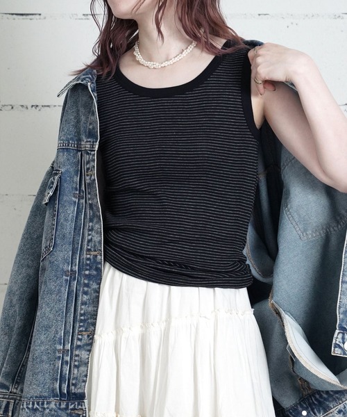 MILLER(ミラー)の「"02"≪Robert P. Miller≫パックT パネルリブ タンクトップ(タンクトップ・レディース・グレー/ブラック×グレー/オフホワイト/ブラック/ホワイト系1/ホワイト×ブラック/スモークピンク/チャコールグレー/ホワイト系2・FREE)」の6枚目の写真