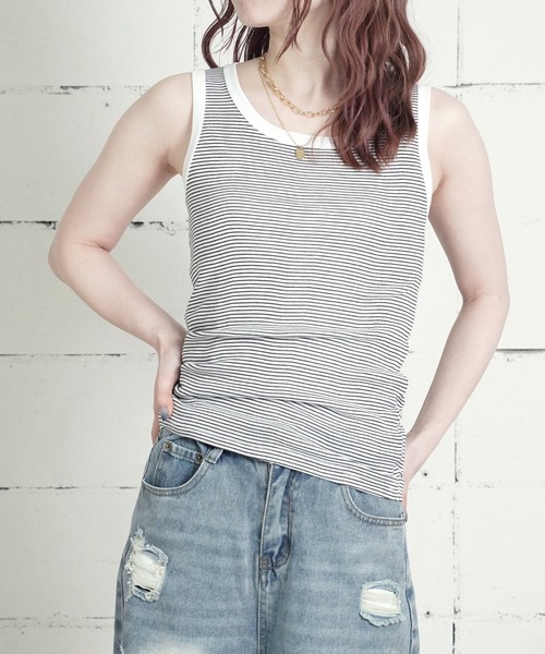MILLER(ミラー)の「"02"≪Robert P. Miller≫パックT パネルリブ タンクトップ(タンクトップ・レディース・グレー/ブラック×グレー/オフホワイト/ブラック/ホワイト系1/ホワイト×ブラック/スモークピンク/チャコールグレー/ホワイト系2・FREE)」の14枚目の写真