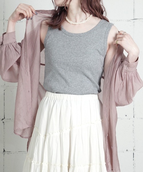 MILLER(ミラー)の「"02"≪Robert P. Miller≫パックT パネルリブ タンクトップ(タンクトップ・レディース・グレー/ブラック×グレー/オフホワイト/ブラック/ホワイト系1/ホワイト×ブラック/スモークピンク/チャコールグレー/ホワイト系2・FREE)」の22枚目の写真
