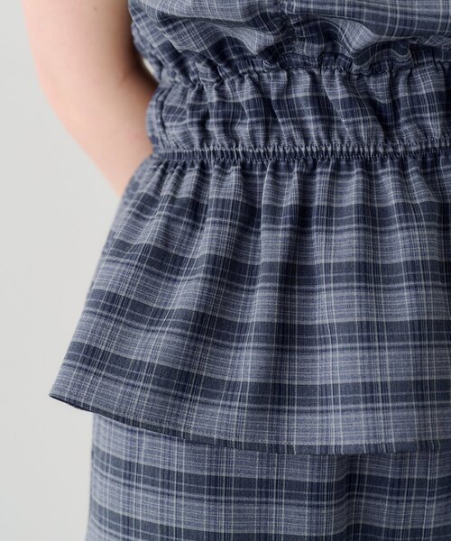 Kastane(カスタネ)の「【低身長サイズ/2サイズ展開】チェックギャザーサロペット(サロペット/オーバーオール・レディース・ブラック/サックスブルー・0/1)」の17枚目の写真