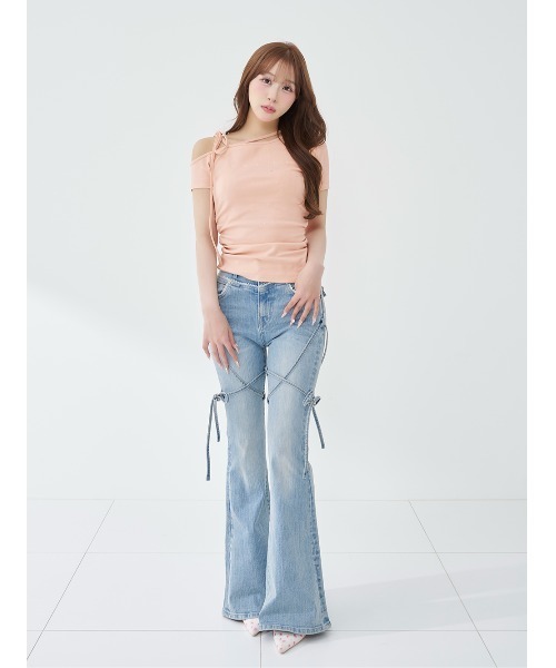 ネックリボンワンショルダーTシャツ（Tシャツ/カットソー）｜Darich