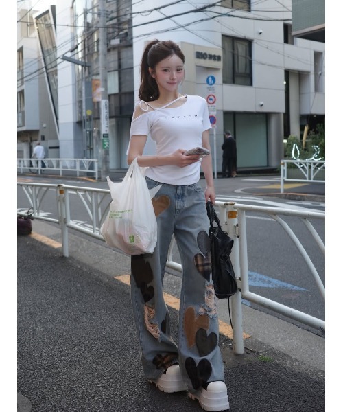 ネックリボンワンショルダーTシャツ（Tシャツ/カットソー）｜Darich