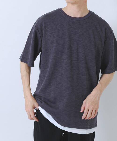 ITEMS URBANRESEARCH(アイテムズ アーバンリサーチ)の「『吸水速乾/UVカット』接触冷感 フェイクレイヤー半袖トップス(Tシャツ/カットソー・メンズ・チャコールグレー/ベージュ系その他/ライトカーキ・LARGE/MEDIUM)」の4枚目の写真
