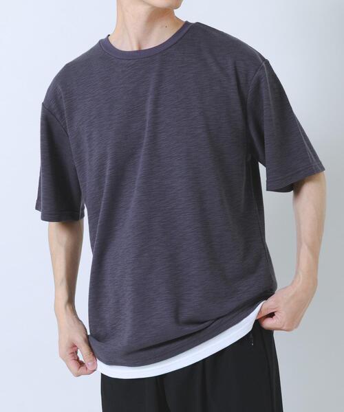 ITEMS URBANRESEARCH(アイテムズ アーバンリサーチ)の「『吸水速乾/UVカット』接触冷感 フェイクレイヤー半袖トップス(Tシャツ/カットソー・メンズ・チャコールグレー/ベージュ系その他/ライトカーキ・LARGE/MEDIUM)」の5枚目の写真
