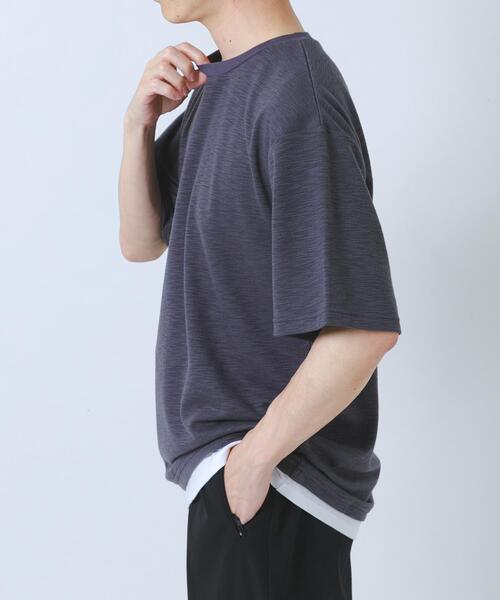 ITEMS URBANRESEARCH(アイテムズ アーバンリサーチ)の「『吸水速乾/UVカット』接触冷感 フェイクレイヤー半袖トップス(Tシャツ/カットソー・メンズ・チャコールグレー/ベージュ系その他/ライトカーキ・LARGE/MEDIUM)」の6枚目の写真
