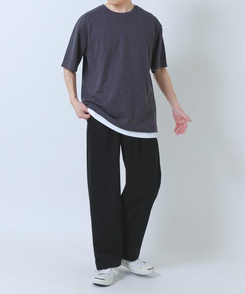 ITEMS URBANRESEARCH(アイテムズ アーバンリサーチ)の「『吸水速乾/UVカット』接触冷感 フェイクレイヤー半袖トップス(Tシャツ/カットソー・メンズ・チャコールグレー/ベージュ系その他/ライトカーキ・LARGE/MEDIUM)」の8枚目の写真