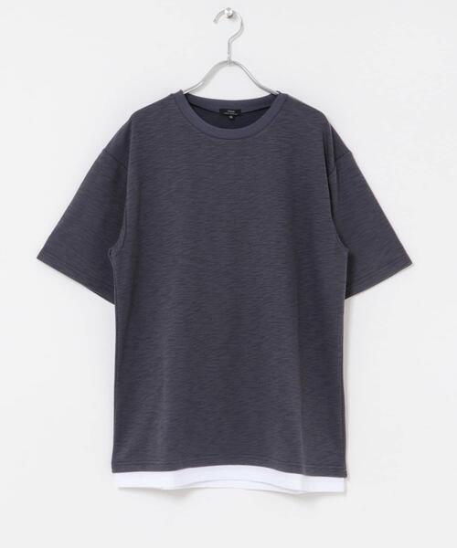 ITEMS URBANRESEARCH(アイテムズ アーバンリサーチ)の「『吸水速乾/UVカット』接触冷感 フェイクレイヤー半袖トップス(Tシャツ/カットソー・メンズ・チャコールグレー/ベージュ系その他/ライトカーキ・LARGE/MEDIUM)」の9枚目の写真