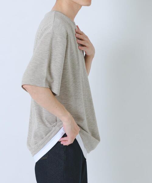 ITEMS URBANRESEARCH(アイテムズ アーバンリサーチ)の「『吸水速乾/UVカット』接触冷感 フェイクレイヤー半袖トップス(Tシャツ/カットソー・メンズ・チャコールグレー/ベージュ系その他/ライトカーキ・LARGE/MEDIUM)」の17枚目の写真