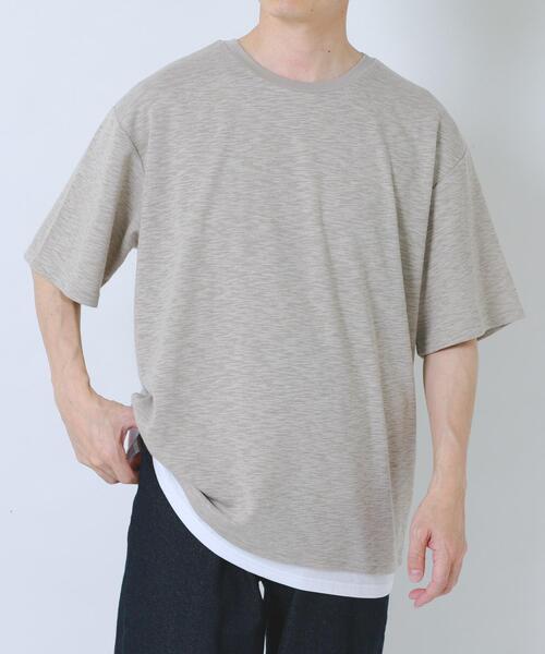 ITEMS URBANRESEARCH(アイテムズ アーバンリサーチ)の「『吸水速乾/UVカット』接触冷感 フェイクレイヤー半袖トップス(Tシャツ/カットソー・メンズ・チャコールグレー/ベージュ系その他/ライトカーキ・LARGE/MEDIUM)」の18枚目の写真