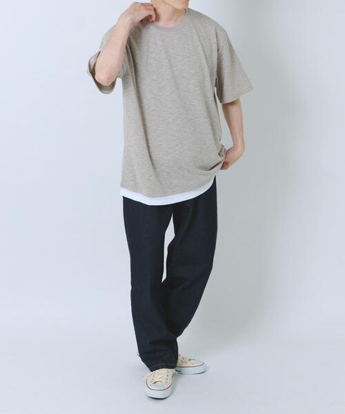 ITEMS URBANRESEARCH(アイテムズ アーバンリサーチ)の「『吸水速乾/UVカット』接触冷感 フェイクレイヤー半袖トップス(Tシャツ/カットソー・メンズ・チャコールグレー/ベージュ系その他/ライトカーキ・LARGE/MEDIUM)」の19枚目の写真