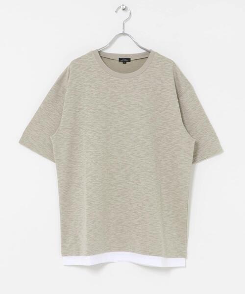 ITEMS URBANRESEARCH(アイテムズ アーバンリサーチ)の「『吸水速乾/UVカット』接触冷感 フェイクレイヤー半袖トップス(Tシャツ/カットソー・メンズ・チャコールグレー/ベージュ系その他/ライトカーキ・LARGE/MEDIUM)」の20枚目の写真