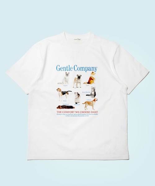 BENCH'S SELECT(ベンチセレクト)の「DOG & CAT PRINT TEE/ドッグ&キャット Tシャツ ユニセックス(Tシャツ/カットソー・メンズ・ホワイト/ブラック・MEDIUM/LARGE)」の1枚目の写真
