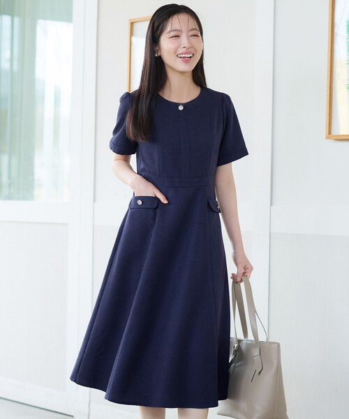 Tiaclasse(ティアクラッセ)の「半袖サマーツイードワンピース(ワンピース・レディース・サックスブルー/ミント/ネイビー・S/M/L)」の20枚目の写真