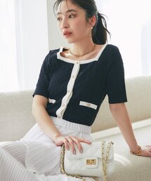 La boutique BonBon | 【接触冷感・1枚で決まる!】クールタッチケーブル半袖ニットカーディガン(ニット/セーター)