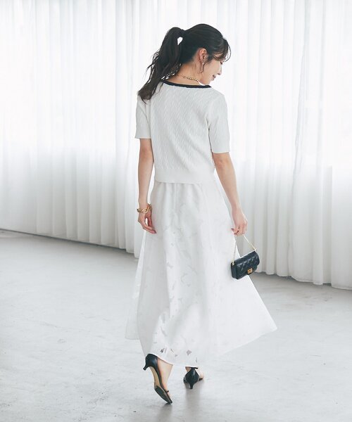 La boutique BonBon（ラブティックボンボン）の「【シリーズ累計お気に入り数1.5万突破！接触冷感・UVカット】クールタッチケーブル半袖ニットカーディガン（ニット/セーター・レディース・ネイビー/ホワイト/サックスブルー/ホワイト系その他2・FREE）」の20枚目の写真