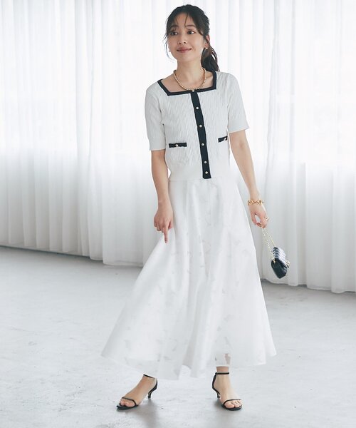 La boutique BonBon（ラブティックボンボン）の「【シリーズ累計お気に入り数1.5万突破！接触冷感・UVカット】クールタッチケーブル半袖ニットカーディガン（ニット/セーター・レディース・ネイビー/ホワイト/サックスブルー/ホワイト系その他2・FREE）」の21枚目の写真