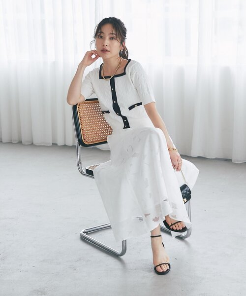 La boutique BonBon（ラブティックボンボン）の「【シリーズ累計お気に入り数1.5万突破！接触冷感・UVカット】クールタッチケーブル半袖ニットカーディガン（ニット/セーター・レディース・ネイビー/ホワイト/サックスブルー/ホワイト系その他2・FREE）」の22枚目の写真