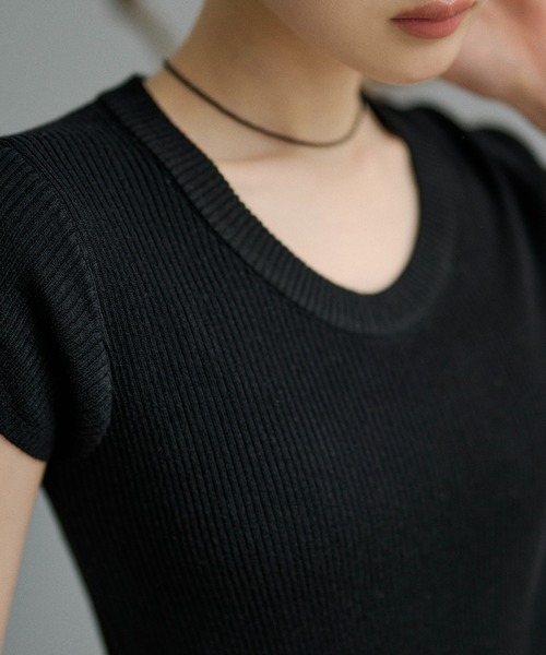LAULEN（ローレン）の「french sleeve soft rib tops /ソフトリブフレンチスリーブトップス（Tシャツ/カットソー・レディース・オートミール/ミント/チャコールグレー/アイボリー/ブラック・FREE）」の17枚目の写真