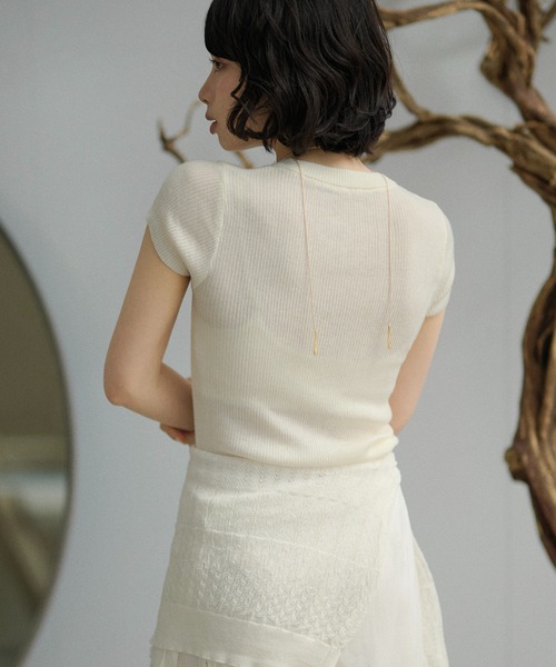 LAULEN（ローレン）の「french sleeve soft rib tops /ソフトリブフレンチスリーブトップス（Tシャツ/カットソー・レディース・オートミール/ミント/チャコールグレー/アイボリー/ブラック・FREE）」の21枚目の写真