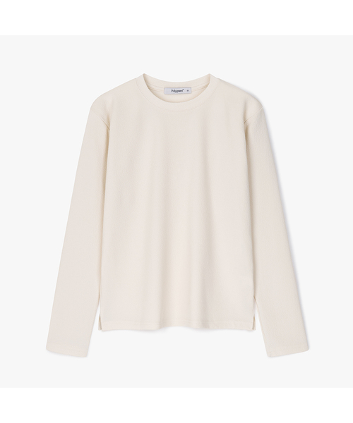 POLYGRAM(ポリグラム)の「デイリーリングクルサイドスリットロングスリーブTシャツ - 5COLOR(Tシャツ/カットソー・レディース・ブラック/ネイビー/ブラウン/クリーム/ダークカーキ・LARGE/X-LARGE/MEDIUM)」の3枚目の写真
