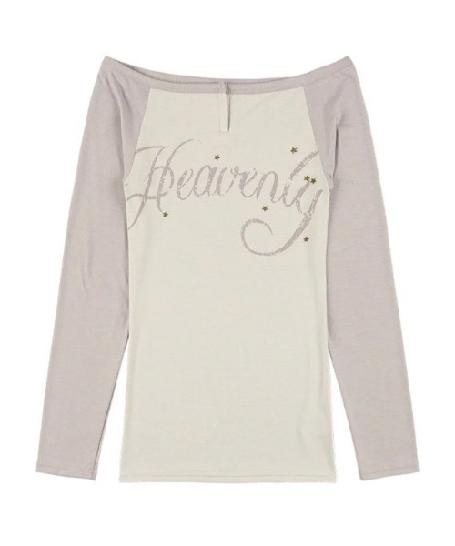 FANCY CLUB(ファンシークラブ)の「【FANCY CLUB】HEAVENLY OFF-SHOULDER LONG SLEEVE / 【ファンシークラブ】ヘブンリーオフショルダー長袖Tシャツ(Tシャツ/カットソー・レディース・ベージュ/チャコール・ONE SIZE)」の19枚目の写真