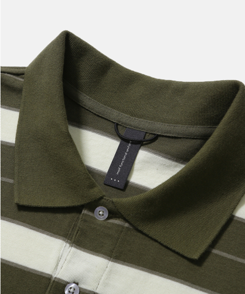 MOIF（モイフ）の「[SS26] WIDE POLO H/S SHIRT / OLIVE MULTI STRIPE（ポロシャツ・メンズ・その他・1(S)/2(M)/3(L)）」の3枚目の写真