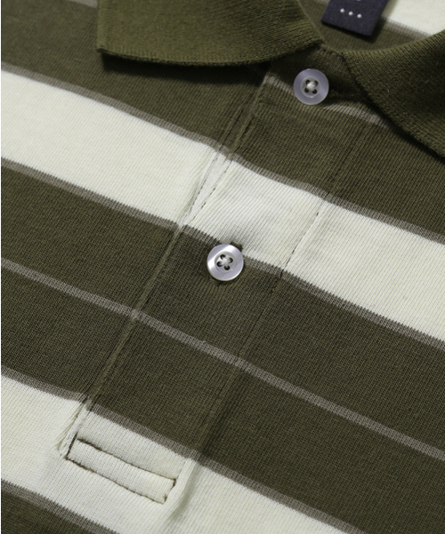 MOIF（モイフ）の「[SS26] WIDE POLO H/S SHIRT / OLIVE MULTI STRIPE（ポロシャツ・メンズ・その他・1(S)/2(M)/3(L)）」の5枚目の写真