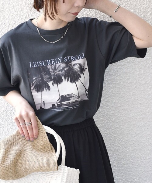 SHIPS Colors:〈接触冷感・UVカット・洗濯機可能〉PALM フォト TEE SHIPS Colors:〈接触冷感・UVカット・洗濯機可能〉PALM フォト TEE