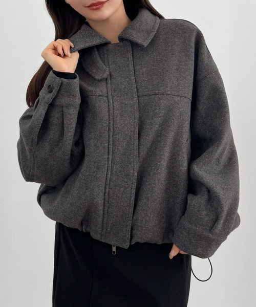 CENEA(セネア)の「ウールライクショートブルゾン(ブルゾン・レディース・ブラック/アイボリー/ダークグレー・MEDIUM/SMALL/LARGE)」の3枚目の写真