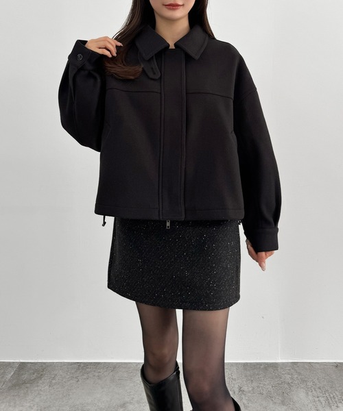 CENEA(セネア)の「ウールライクショートブルゾン(ブルゾン・レディース・ブラック/アイボリー/ダークグレー・MEDIUM/SMALL/LARGE)」の6枚目の写真