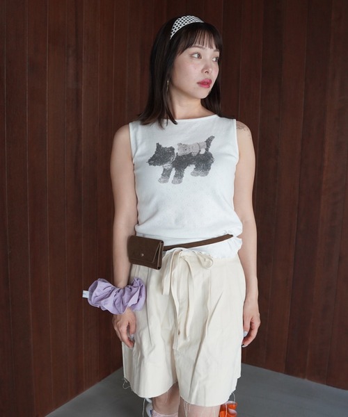 SANSeLF(サンセルフ)の「【SANSeLF】ハートジャガードアニマルトップス saw26s077(Tシャツ/カットソー・レディース・ホワイト・FREE)」の1枚目の写真