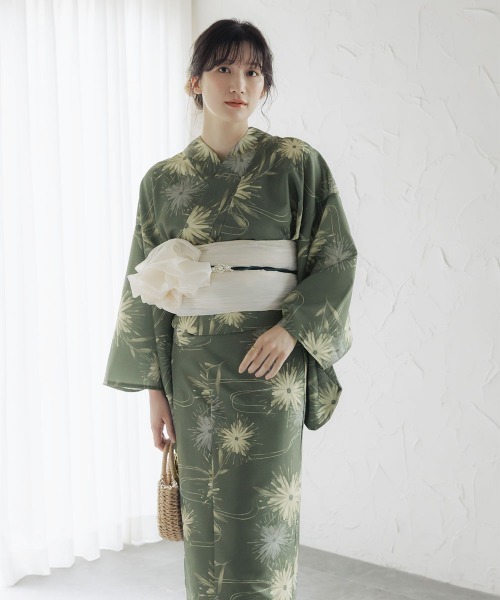 slattgir（スラットジール）の「高身長　二部式浴衣3点セット（羽織り+スカート+へこ帯）（トールサイズ）（浴衣・レディース・ネイビー系/グリーン系・M～Ｌ/LL～3L/4L～5L）」の12枚目の写真