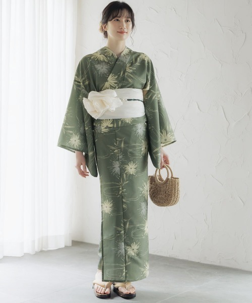 slattgir（スラットジール）の「高身長　二部式浴衣3点セット（羽織り+スカート+へこ帯）（トールサイズ）（浴衣・レディース・ネイビー系/グリーン系・M～Ｌ/LL～3L/4L～5L）」の14枚目の写真