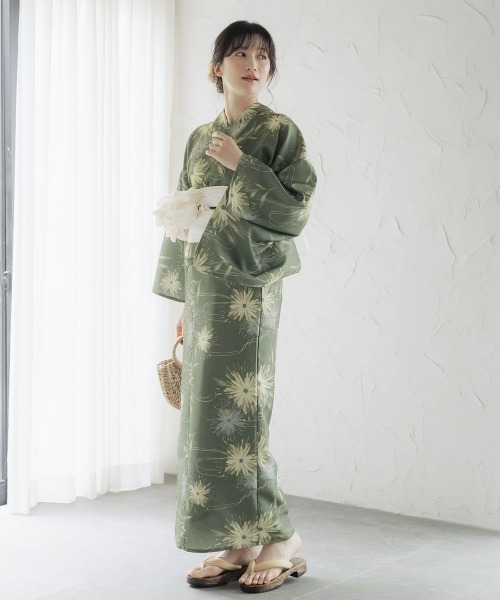 slattgir（スラットジール）の「高身長　二部式浴衣3点セット（羽織り+スカート+へこ帯）（トールサイズ）（浴衣・レディース・ネイビー系/グリーン系・M～Ｌ/LL～3L/4L～5L）」の15枚目の写真