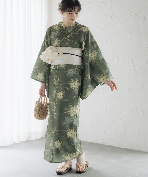 slattgir（スラットジール）の「高身長　二部式浴衣3点セット（羽織り+スカート+へこ帯）（トールサイズ）（浴衣・レディース・ネイビー系/グリーン系・M～Ｌ/LL～3L/4L～5L）」の16枚目の写真