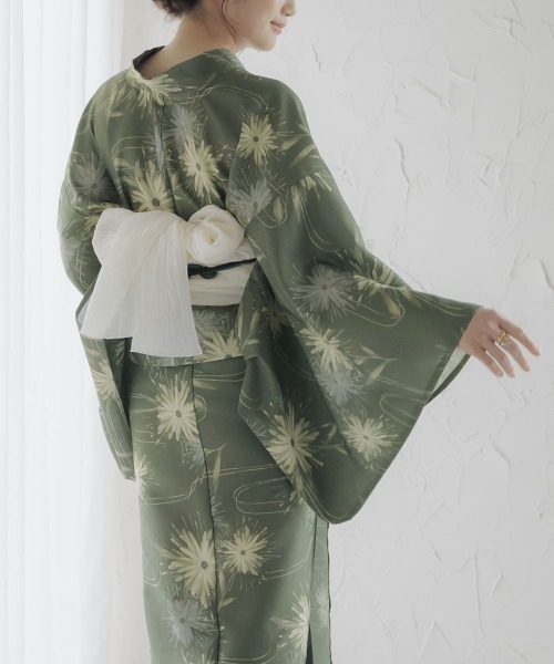slattgir（スラットジール）の「高身長　二部式浴衣3点セット（羽織り+スカート+へこ帯）（トールサイズ）（浴衣・レディース・ネイビー系/グリーン系・M～Ｌ/LL～3L/4L～5L）」の17枚目の写真