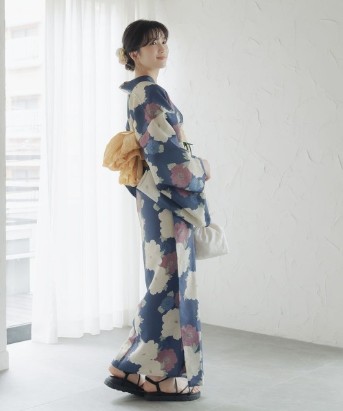 slattgir（スラットジール）の「高身長　二部式浴衣3点セット（羽織り+スカート+へこ帯）（トールサイズ）（浴衣・レディース・ネイビー系/グリーン系・M～Ｌ/LL～3L/4L～5L）」の22枚目の写真