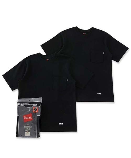 HOLLYWOOD RANCH MARKET(ハリウッドランチマーケット)の「Hanes × HOLLYWOOD RANCH MARKET /EXCLUSIVEヘビーウェイトポケット 2パック Tシャツ(Tシャツ/カットソー・メンズ・ブラック/ホワイト・M/L/S)」の2枚目の写真