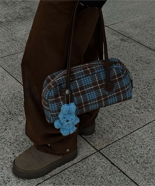 BLUE×PALANG（ブルーパラン）の「【秋/チェック柄】CHOCOMINT TOTE BAG/チョコミントトートバッグ（ハンドバッグ・レディース・ブルー/ブラウン/ミント・FREE）」の4枚目の写真