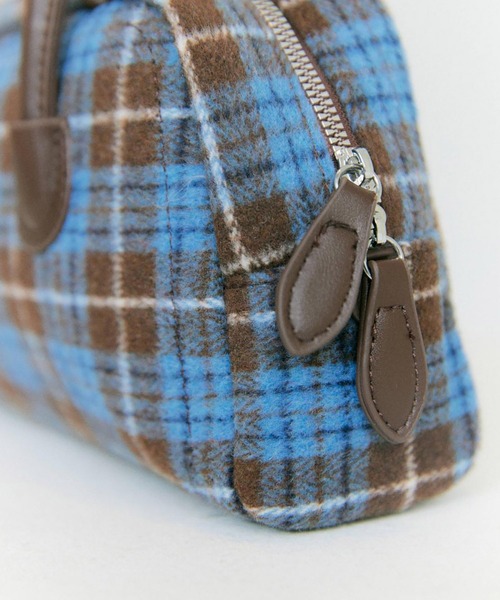BLUE×PALANG（ブルーパラン）の「【秋/チェック柄】CHOCOMINT TOTE BAG/チョコミントトートバッグ（ハンドバッグ・レディース・ブルー/ブラウン/ミント・FREE）」の6枚目の写真