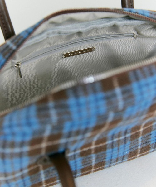 BLUE×PALANG（ブルーパラン）の「【秋/チェック柄】CHOCOMINT TOTE BAG/チョコミントトートバッグ（ハンドバッグ・レディース・ブルー/ブラウン/ミント・FREE）」の7枚目の写真