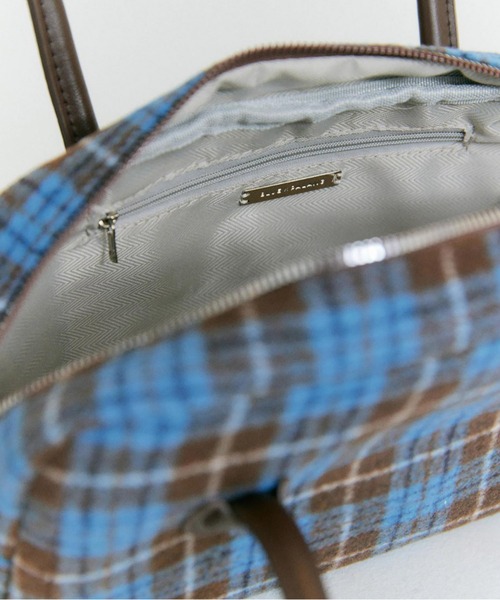 BLUE×PALANG（ブルーパラン）の「【秋/チェック柄】CHOCOMINT TOTE BAG/チョコミントトートバッグ（ハンドバッグ・レディース・ブルー/ブラウン/ミント・FREE）」の8枚目の写真