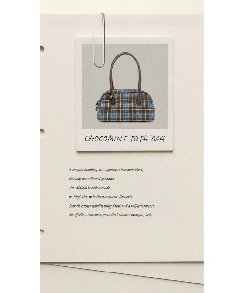 BLUE×PALANG（ブルーパラン）の「【秋/チェック柄】CHOCOMINT TOTE BAG/チョコミントトートバッグ（ハンドバッグ・レディース・ブルー/ブラウン/ミント・FREE）」の13枚目の写真