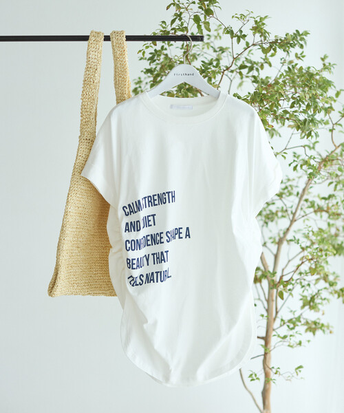 Firsthand(ファーストハンド)の「Firsthand/ファーストハンド オーガニックコットン シャーリングロゴ Tシャツ(Tシャツ/カットソー・レディース・チャコールグレー/ブラウン/ホワイト・FREE)」の2枚目の写真
