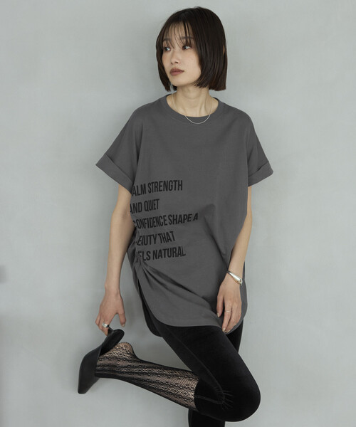Firsthand(ファーストハンド)の「Firsthand/ファーストハンド オーガニックコットン シャーリングロゴ Tシャツ(Tシャツ/カットソー・レディース・チャコールグレー/ブラウン/ホワイト・FREE)」の21枚目の写真