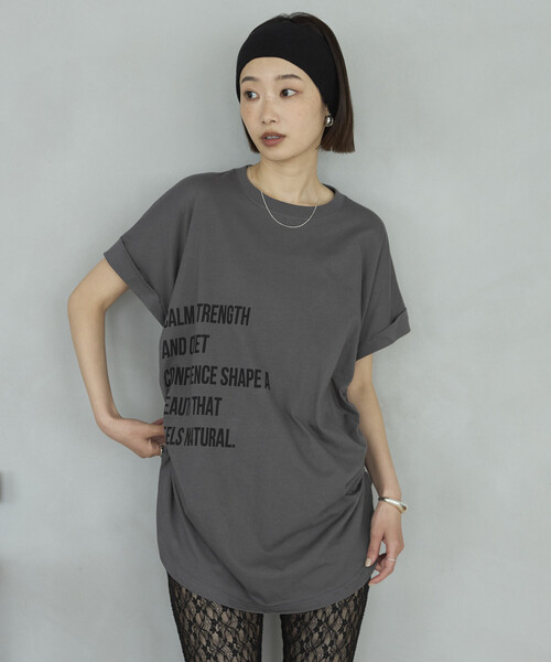 Firsthand(ファーストハンド)の「Firsthand/ファーストハンド オーガニックコットン シャーリングロゴ Tシャツ(Tシャツ/カットソー・レディース・チャコールグレー/ブラウン/ホワイト・FREE)」の4枚目の写真