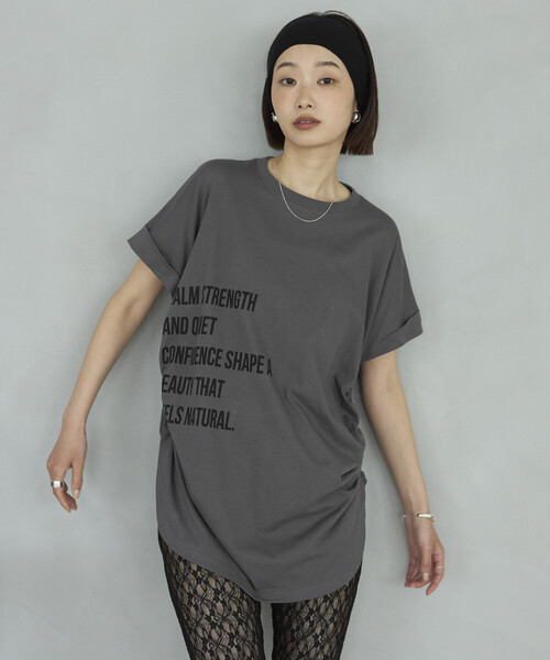 Firsthand(ファーストハンド)の「Firsthand/ファーストハンド オーガニックコットン シャーリングロゴ Tシャツ(Tシャツ/カットソー・レディース・チャコールグレー/ブラウン/ホワイト・FREE)」の5枚目の写真