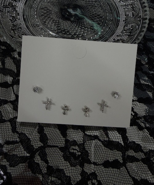 MASHIRO（マシロ）の「【MASHIRO】ワンポイントクロスモチーフミックスピアス6点セット（MA/EK1）（ピアス（両耳用）・レディース・シルバー・FREE）」の5枚目の写真